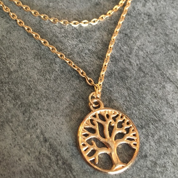 Jewelry - Tree of Life Double Layer Gold Toned Necklace.